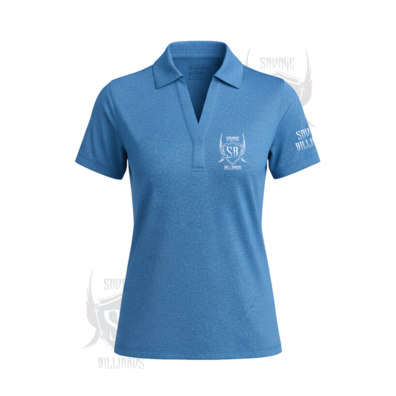 Women's Polo Heathered Blue Front